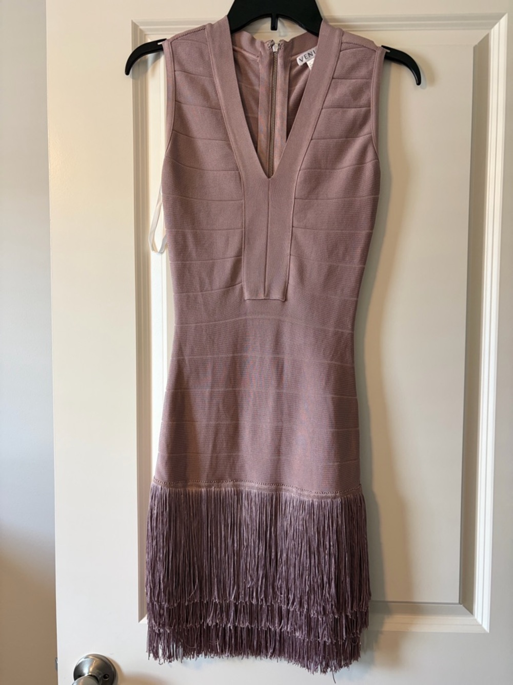 Sleeveless Fringe Bandage Dress - Mauve Pink - VENUS